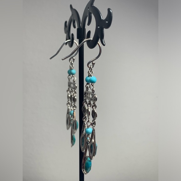 Silpada Vintage Sterling, Turquoise & Magnesite CHIC Chandelier Earrings - Picture 7 of 15